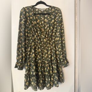 Inspired Hearts Green and Yellow Floral Dress